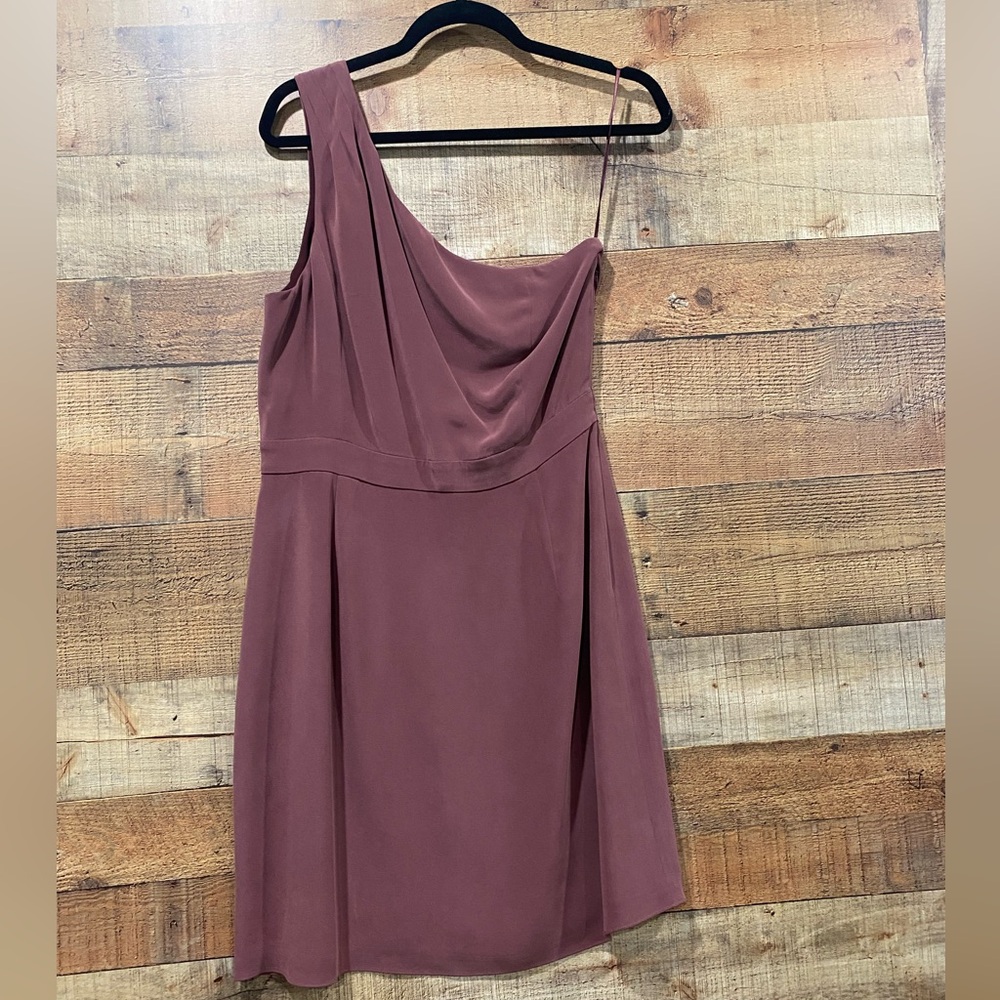 J Crew Bare Shoulder 100% Silk Mauve Dress Size 10